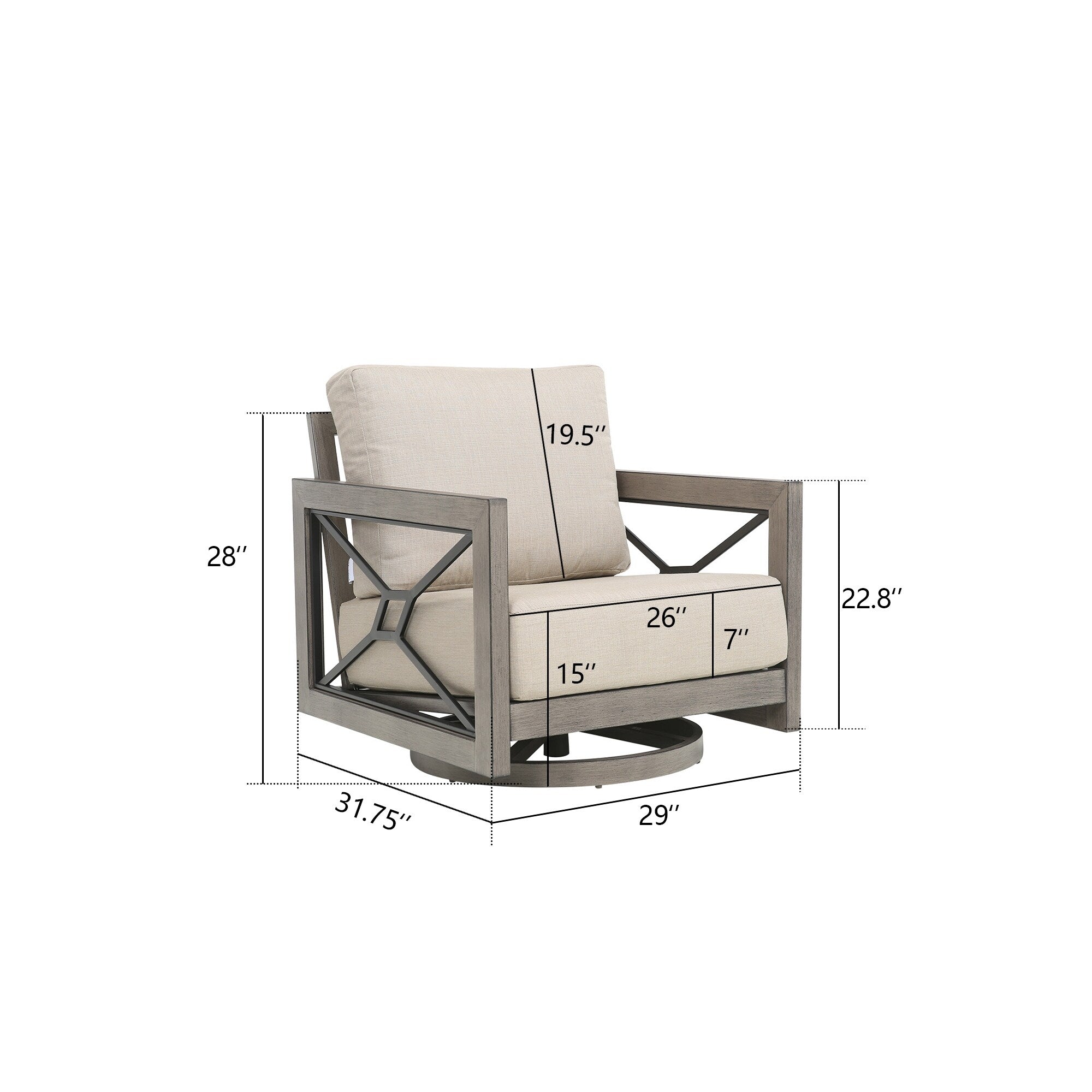 Outdoor Club Swivel Chair with Sunbrella Cushion