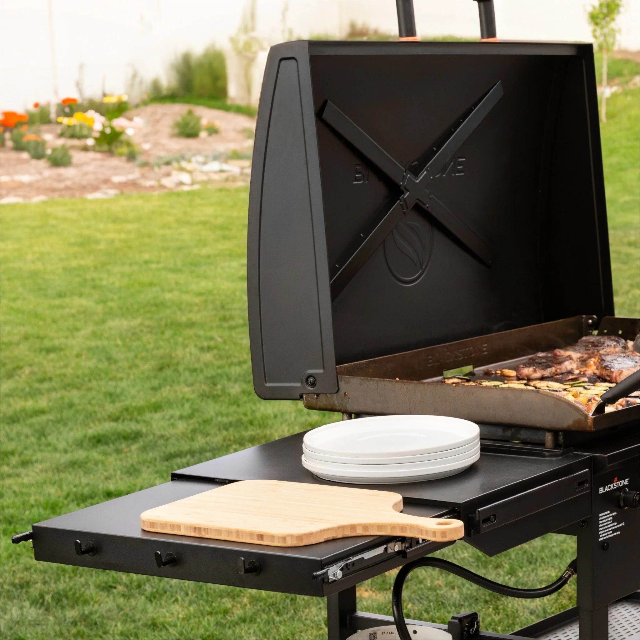 Blackstone Iron Forged 4 Burner Liquid Propane Outdoor Griddle with Hood Black