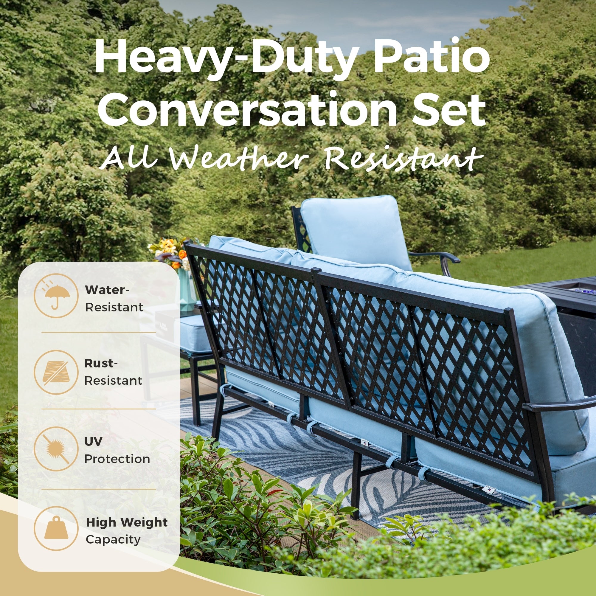 MAISON ARTS Outdoor Sofa Set 4/6-Piece Patio Conversation Set with 45'' Gas Fire Pit Table