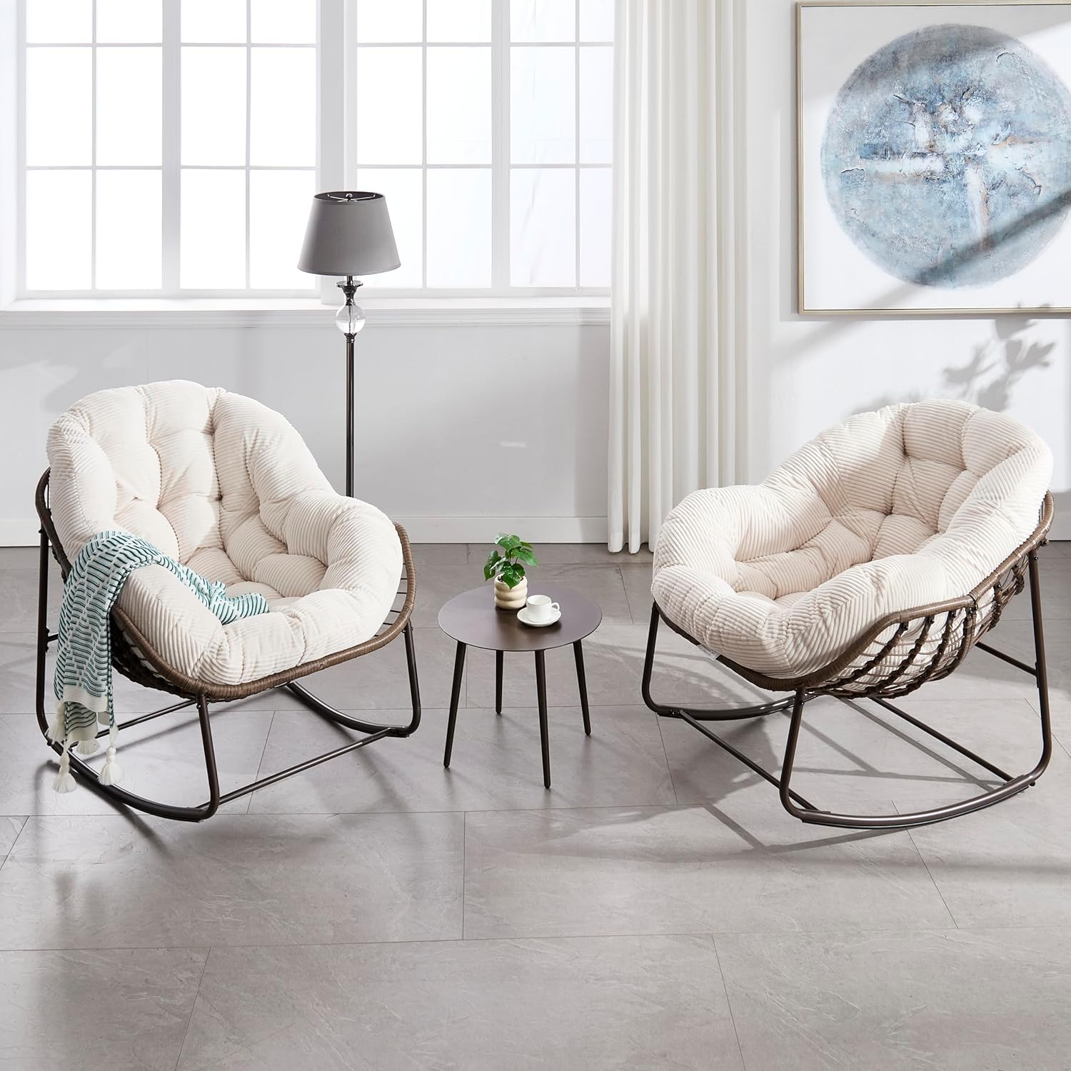 Oversized Outdoor Egg Rocking Chair with Thick Cushion – Comfortable Patio & Indoor Lounge Seating Clearance Sale