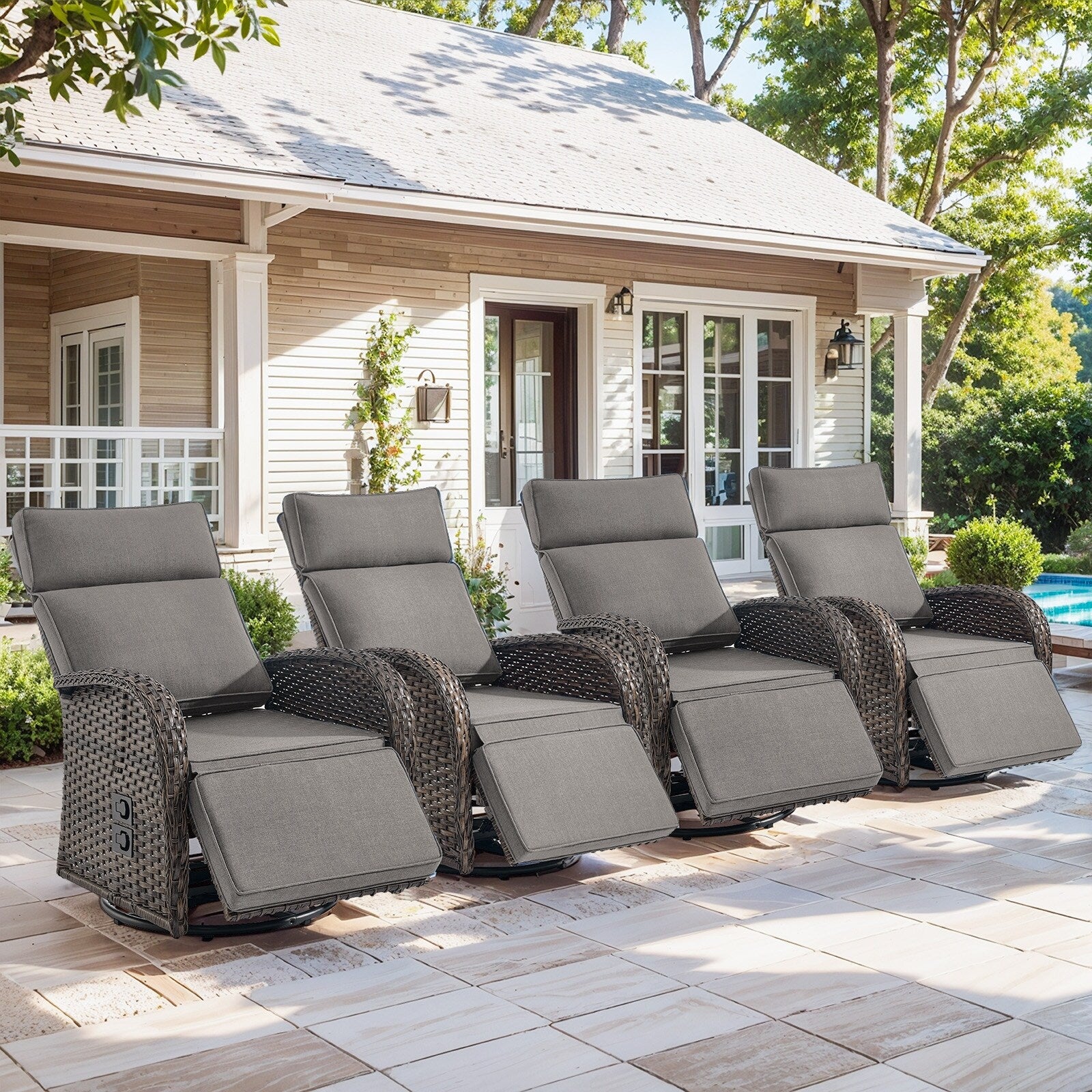 Pocassy Reclining Patio Chair with Adjustable Backrest