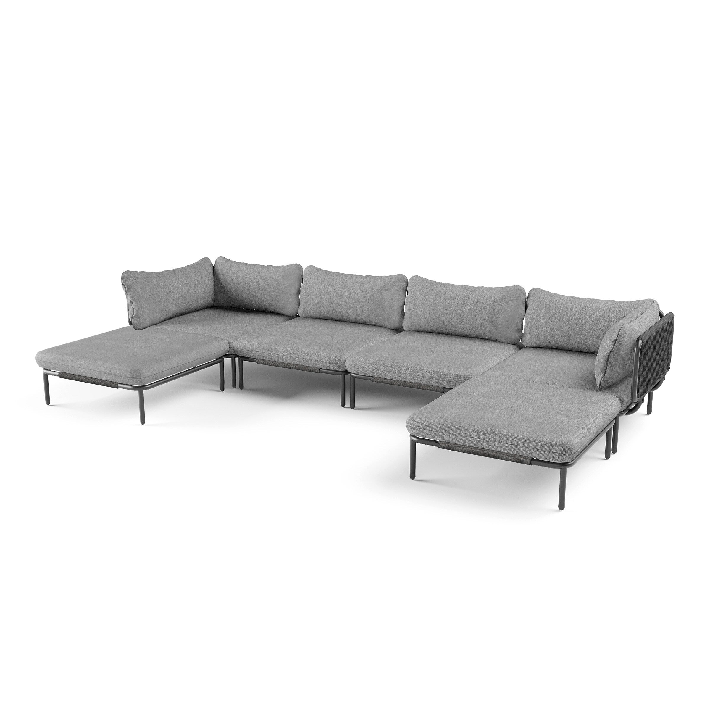 Outdoor Cushioned Sectional Sofa Chat Set Patio Furniture Conversation Set, Free Combination
