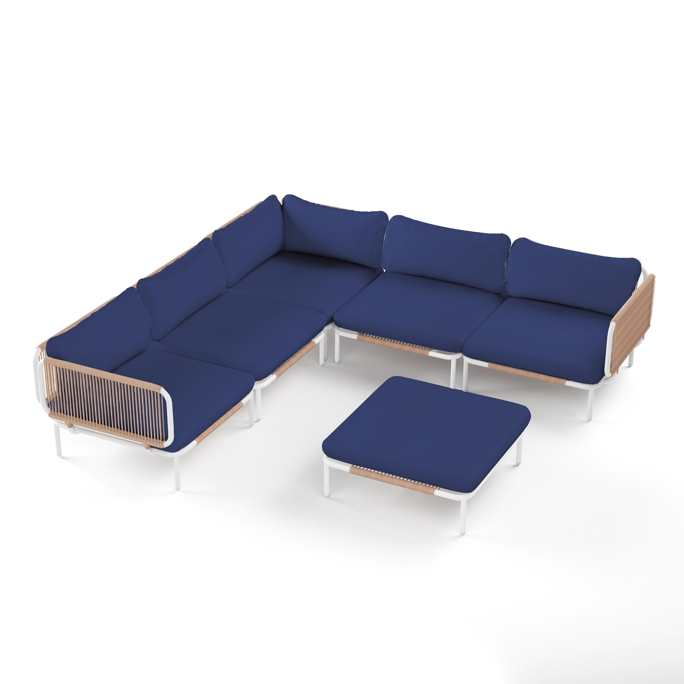 Outdoor Cushioned Sectional Sofa Chat Set Patio Furniture Conversation Set, Free Combination