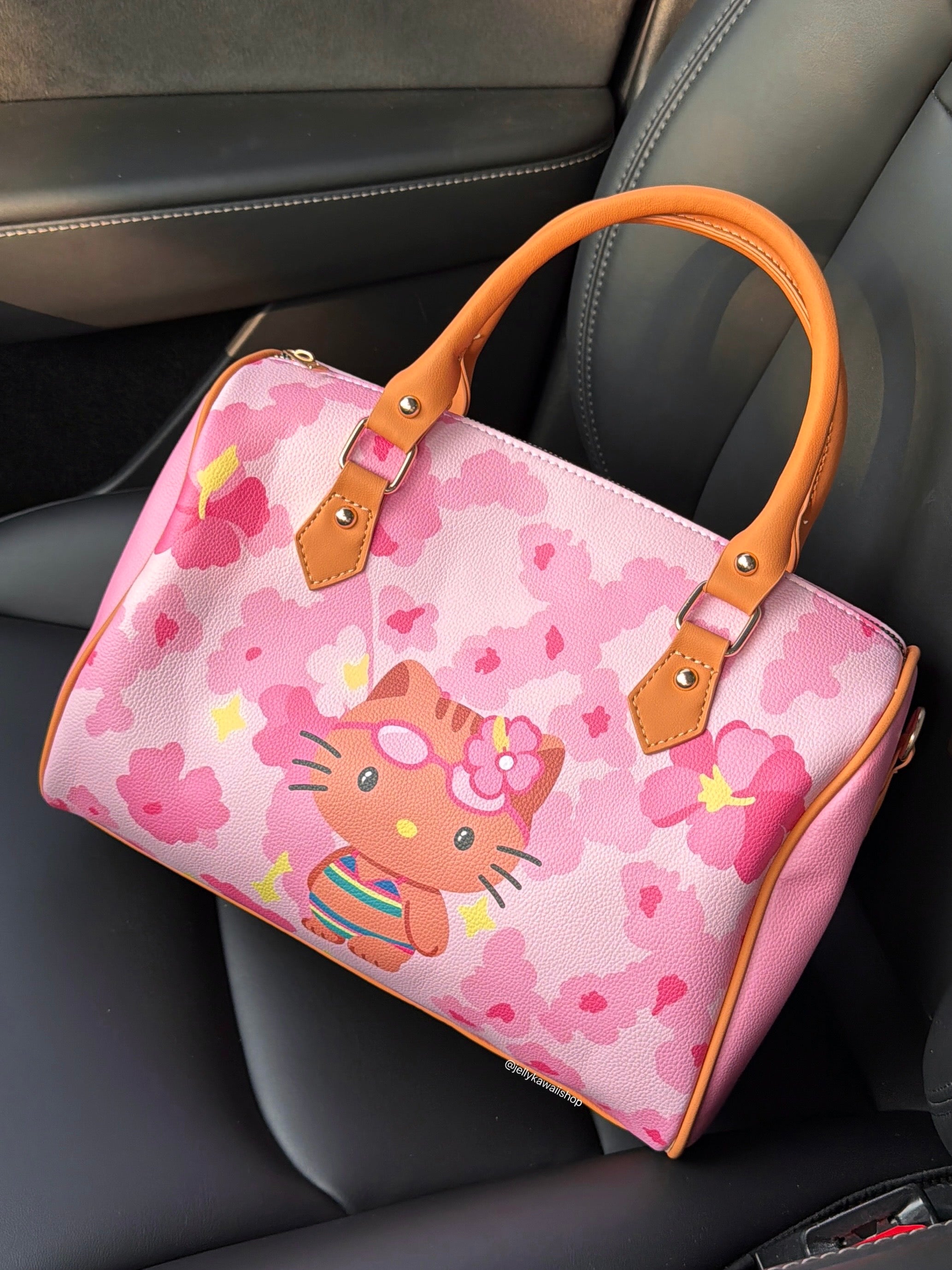 Hellokitty Pink Floral Top Handle Bags Purse