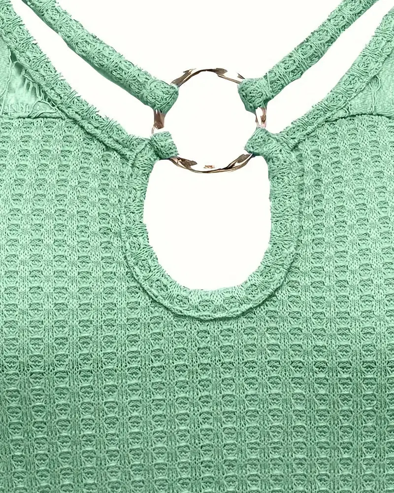 Lace Panel Knitted T-Shirt