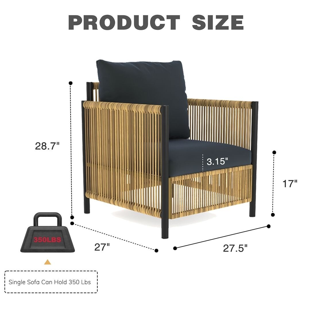 6 PCS Outdoor Patio Furniture Set PE Wicker Sofa Set