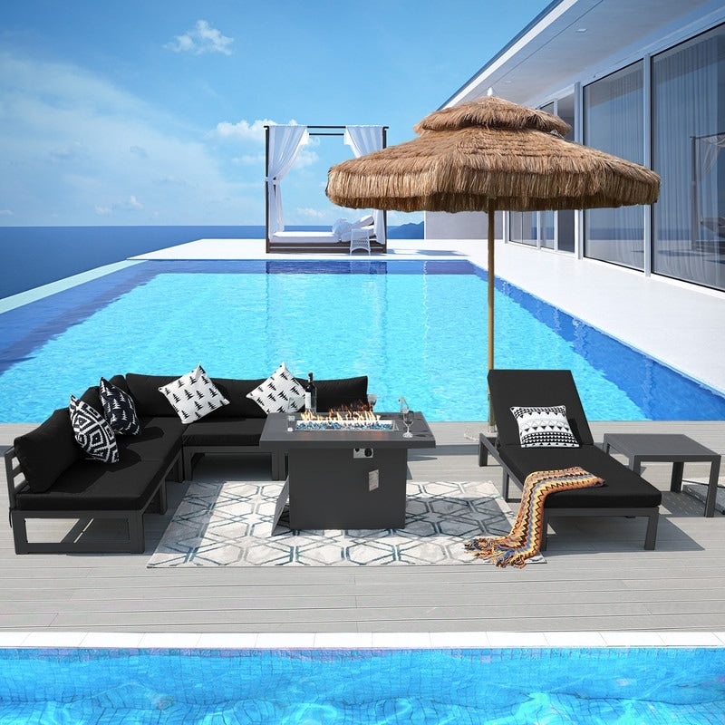 FINCATI Aluminum Outdoor Patio Furniture Conversation Sectional Sofa Set