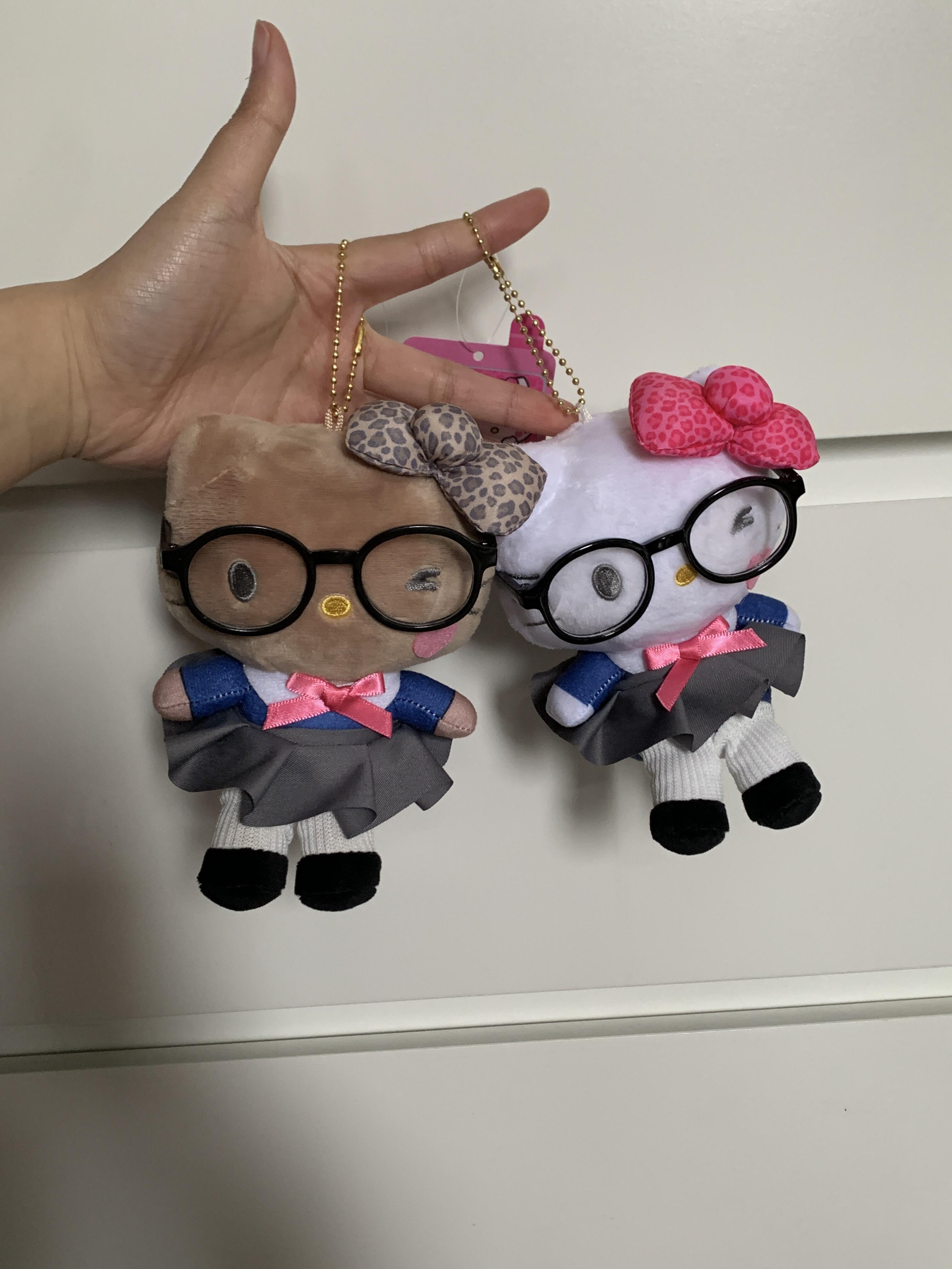 Hellokitty Pink Eyeglasses Plush Keychain