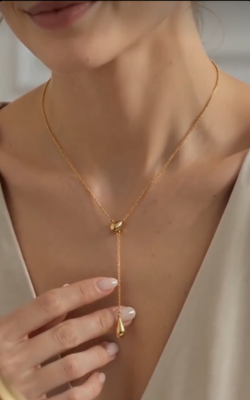 ✨ Elegant Teardrop Lariat Necklace