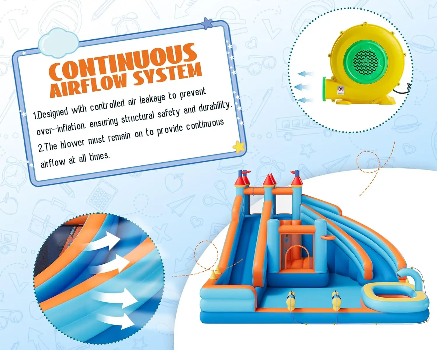 ⚡ Last Chance Sale⚡Inflatable Trampoline, Portable Home Pool Play Area