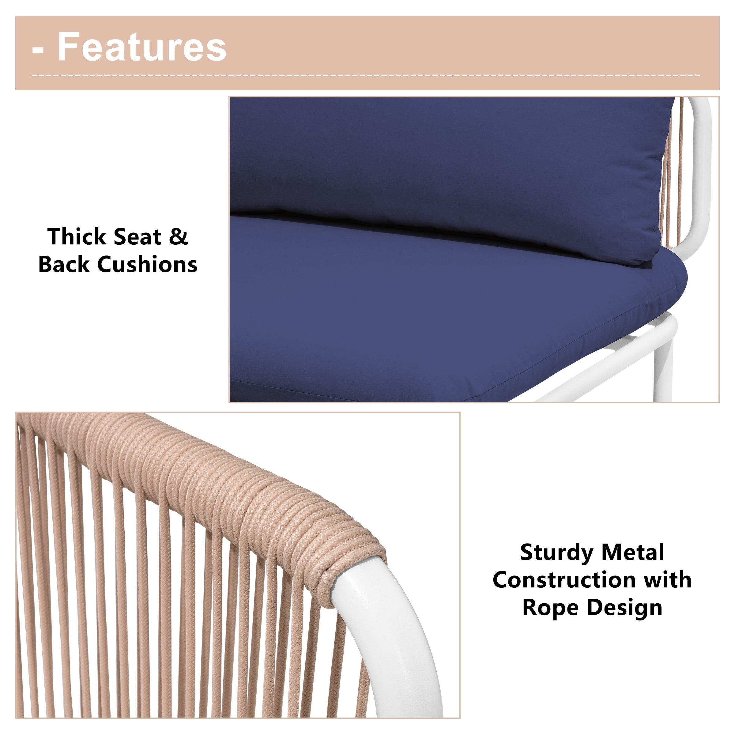 Outdoor Cushioned Sectional Sofa Chat Set Patio Furniture Conversation Set, Free Combination