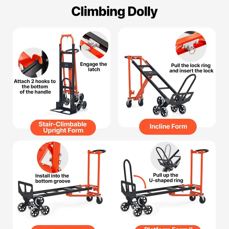 3 In 1 Industrial Stair Climbing Cart, 770 lbs