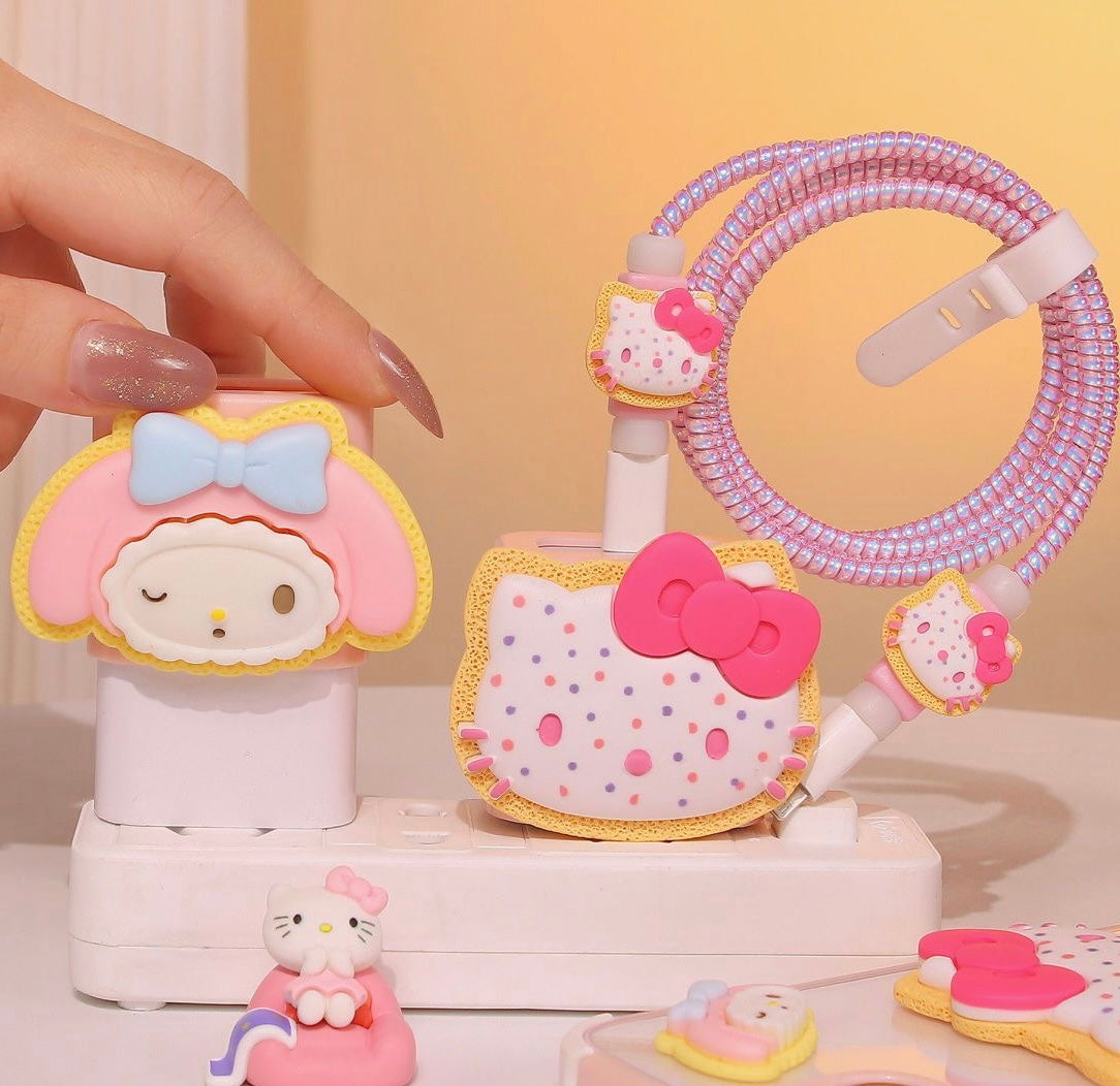 Sanrio Charger Protector Case for Apple 20W USB-C Power Adapter and Lightning Cable