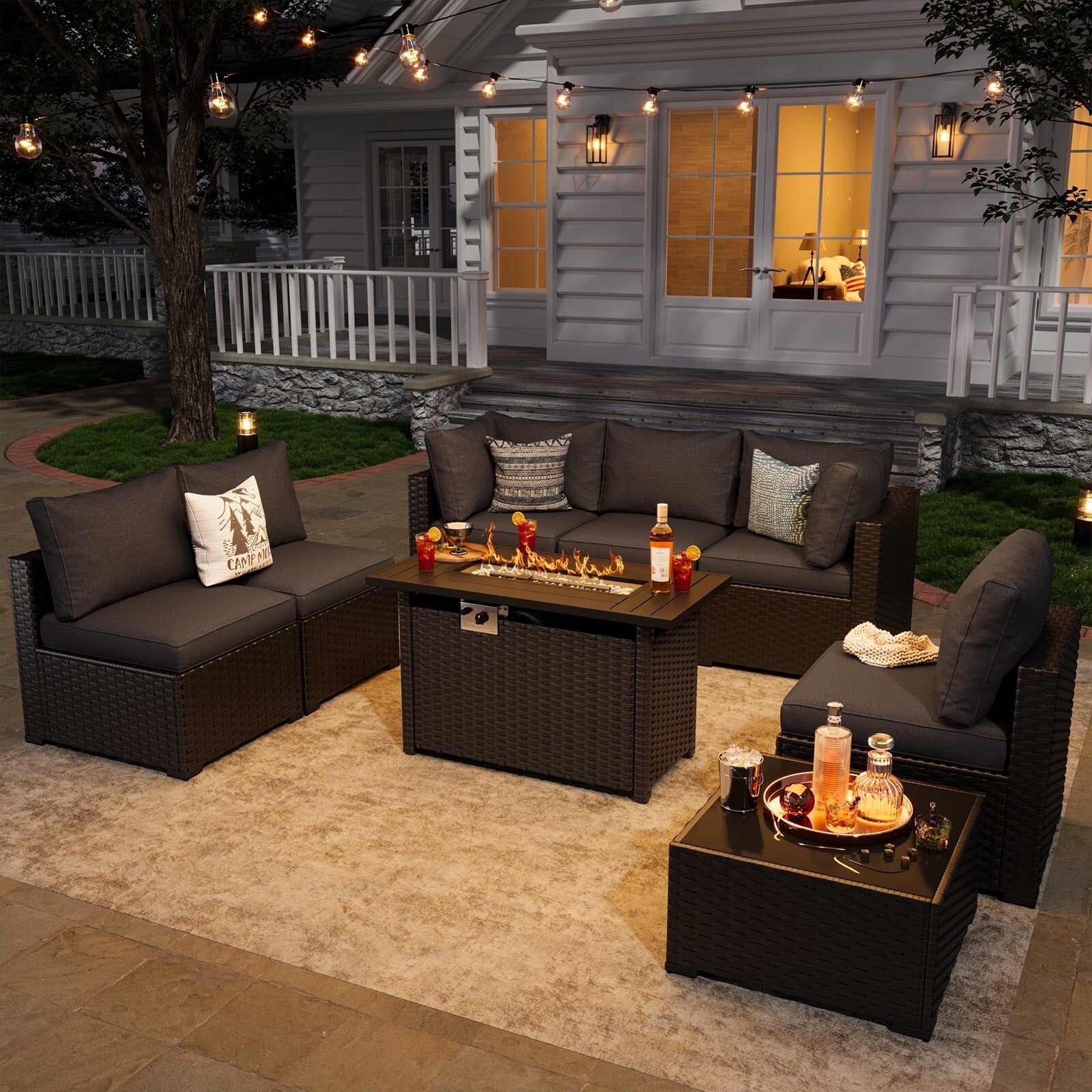 Wicker Rattan Patio Sectional Sofa Set