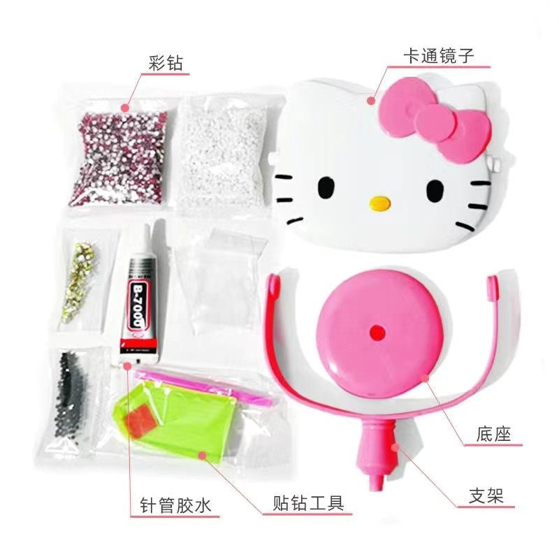 Hellokitty Bling Tabletop Swivel Vanity Mirror Sparkly Compact Mirror Handmade Crystals