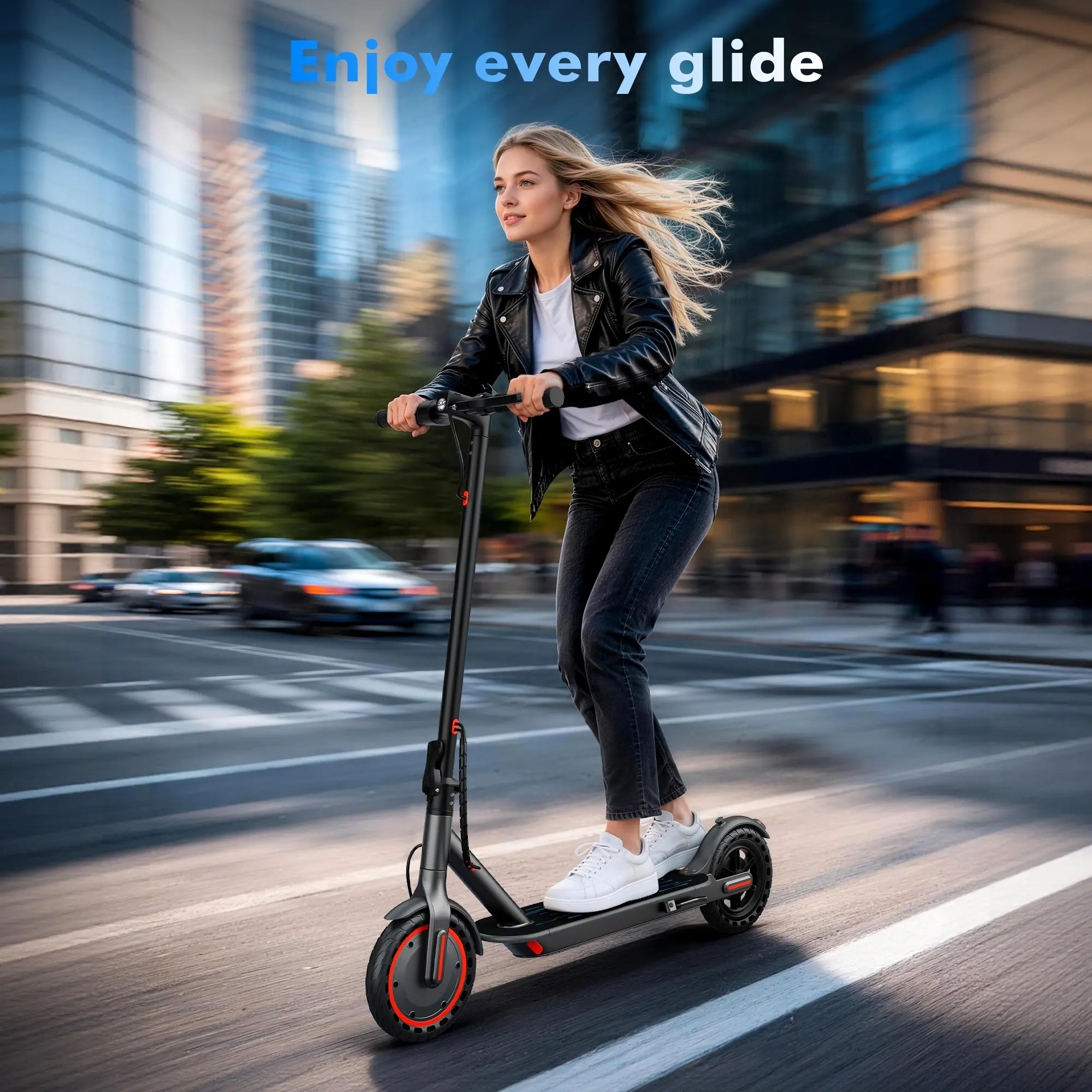 Foldable Electric Scooter, 350W Motor, 36V Battery, 19mph Max Speed, 12-15 Miles Range, 4-Speed, App-Controlled, Dual ABS Brakes, Portable Commuter E-Scooter
