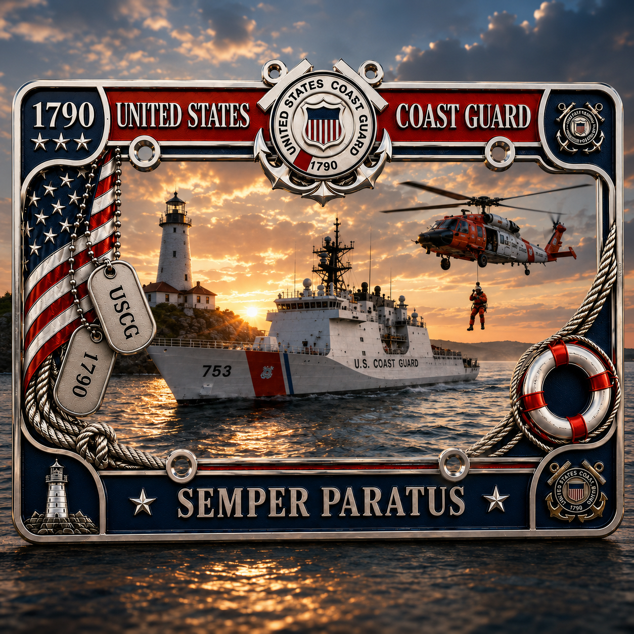 🔥 Last Day 50% OFF - U.S. Coast Guard “Semper Paratus” License Plate Frame ⚓