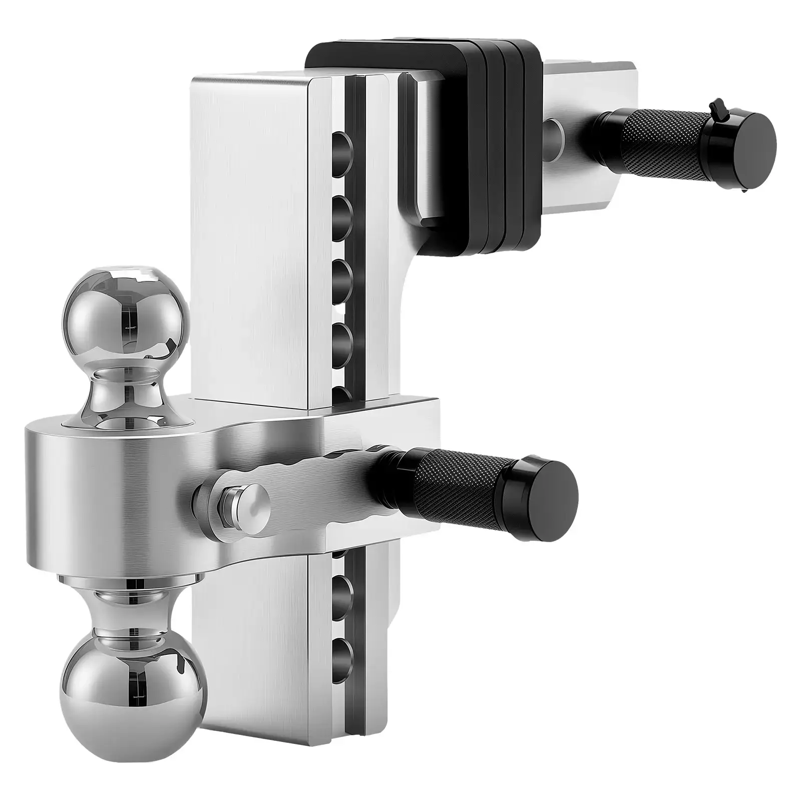 Adjustable Trailer Hitch—8-inch drop, triple-ball mount compatible with 2.5-inch receivers