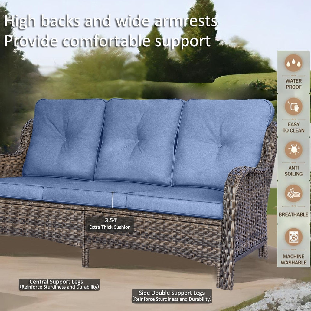 Outdoor Patio Furniture Set-Wicker Patio Conversation Swivel Chair Set