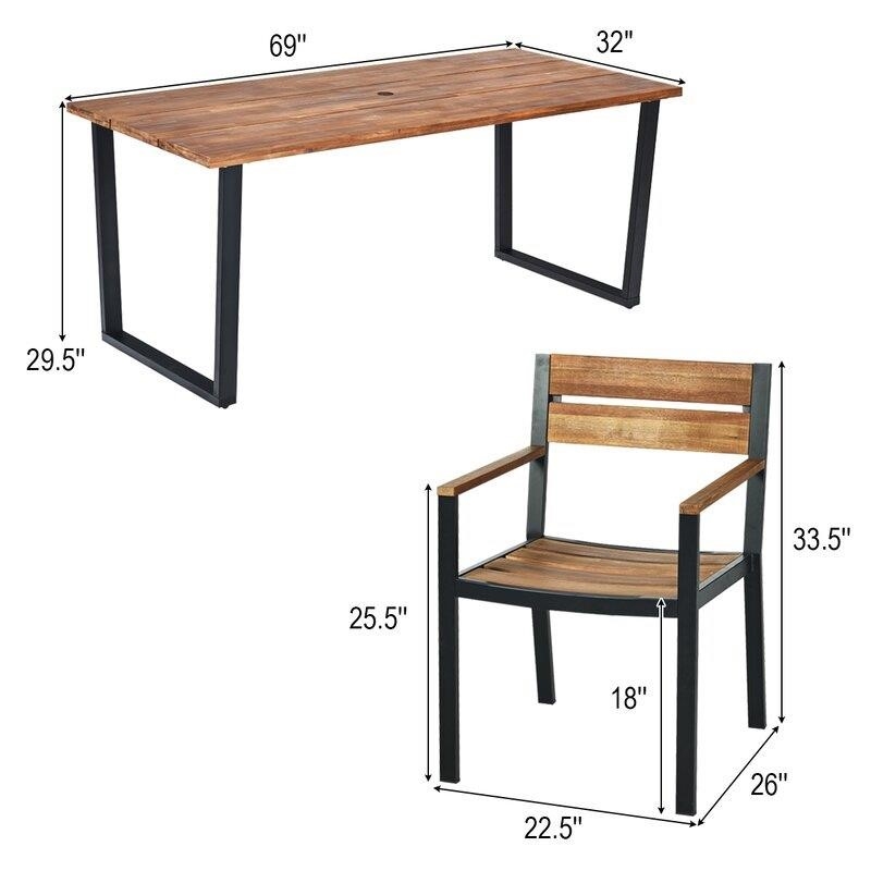 Damorian Rectangular 6 - Person 69'' Long Dining Set