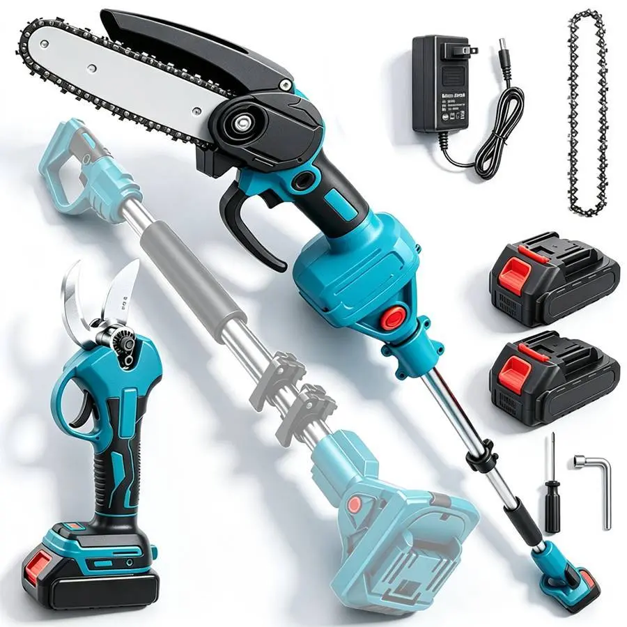🔥 Limited-Time Deal — 3-in-1 Cordless Pole Saw & Mini Chainsaw Kit with 8-Ft Reach & 2 Batteries 🌳⚡