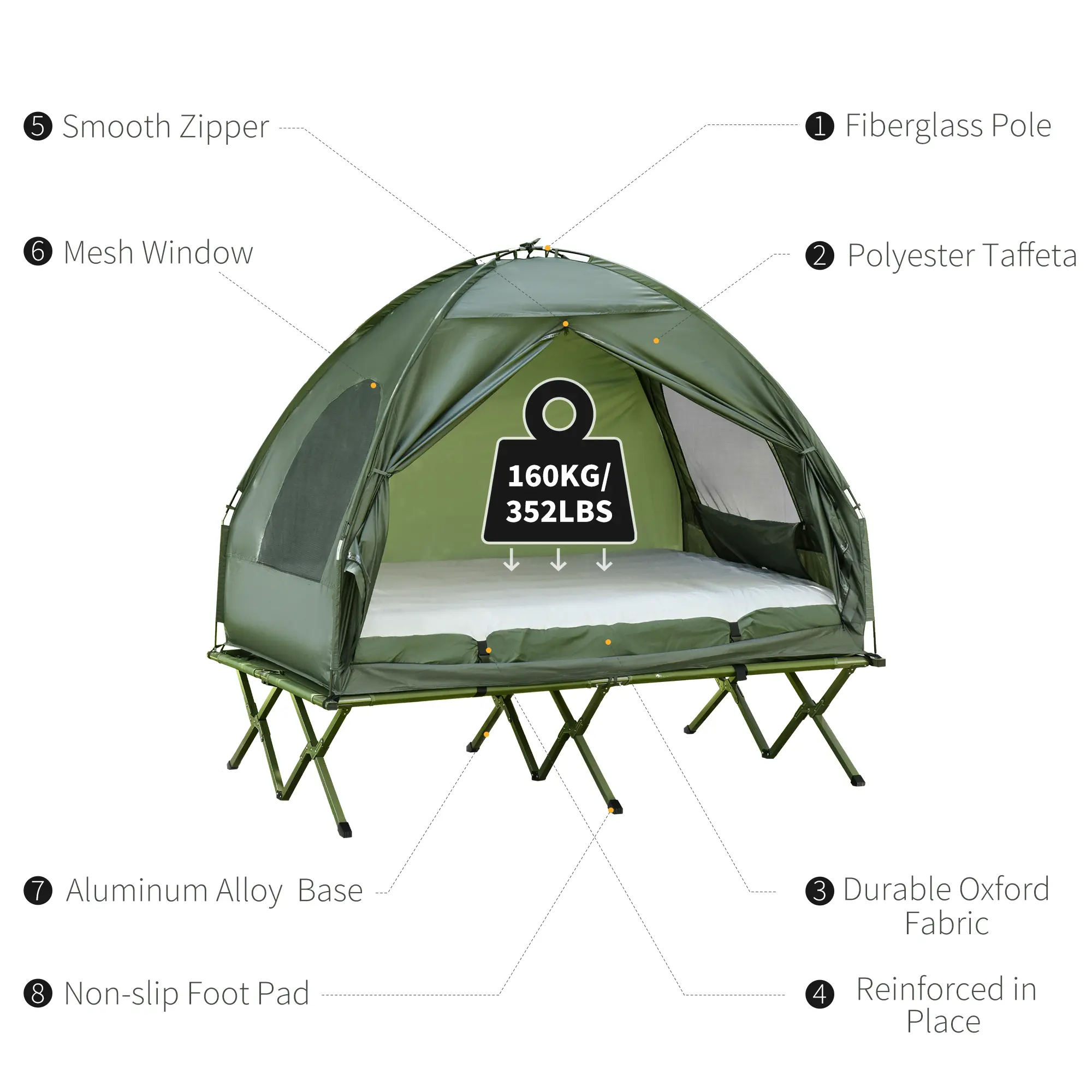 💥Last Chance Sale💥1/2 Person Foldable Camping Cot with Tent, Bedspread, Thick Air Mattress, 4-In-1 Elevated Camping Bed for Outdoor Hiking, Picnic, Travel