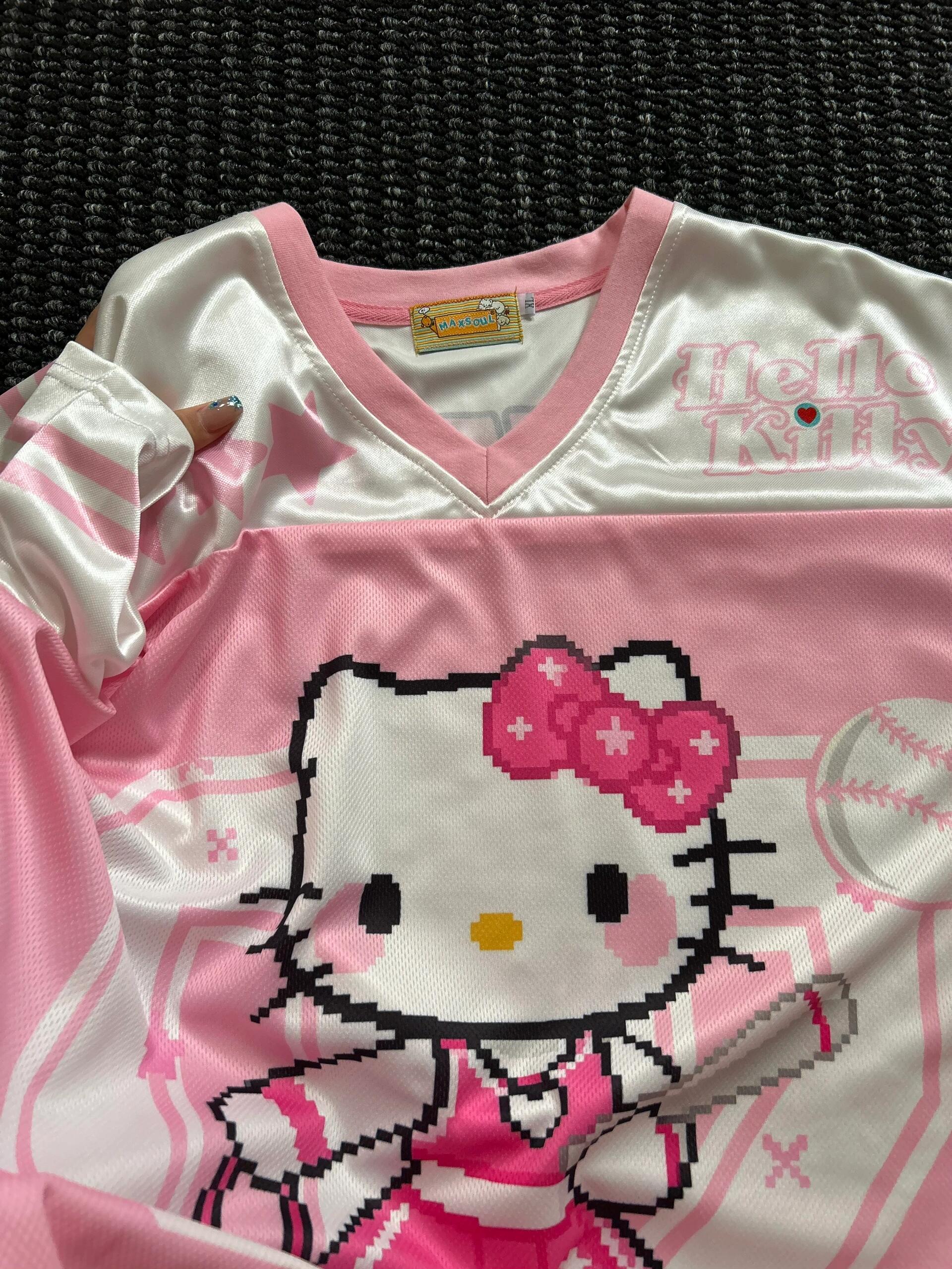 Hellokitty Baseball Jersey Shirts Loose T-Shirts