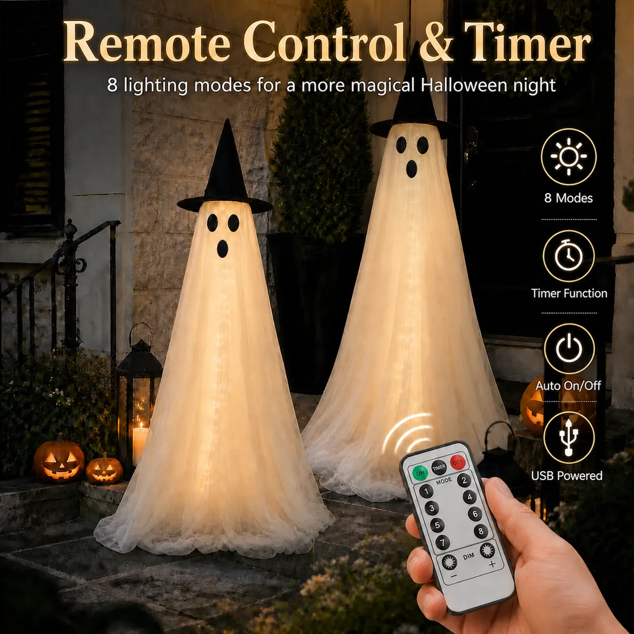 5Ft Halloween Ghost Decorations, 2-Pack Outdoor/Indoor