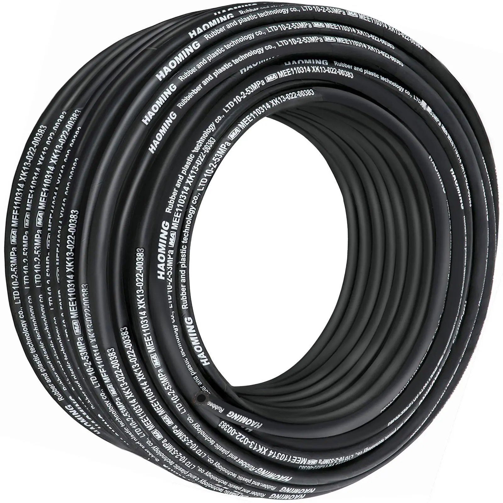 Double Steel Wire Braided High Pressure Hydraulic Hose, 3/8 & 1/2 Inch ID, 50ft / 328ft Bulk Rubber Hydraulic Oil Tube 5000PSI for Automotive Industrial Machinery