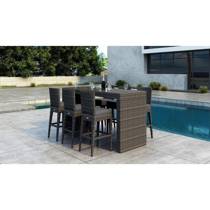 Gilleland Rectangular 6 - Person 78.75'' Long Bar Height Dining Set with Cushions
