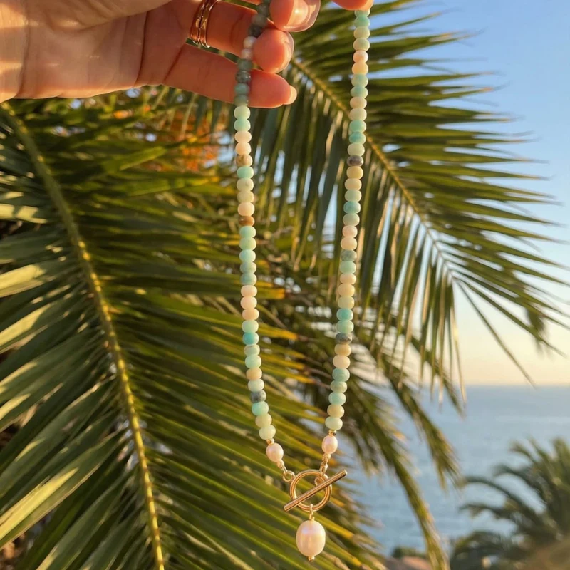 ✨ Turquoise Bead & Freshwater Pearl Necklace