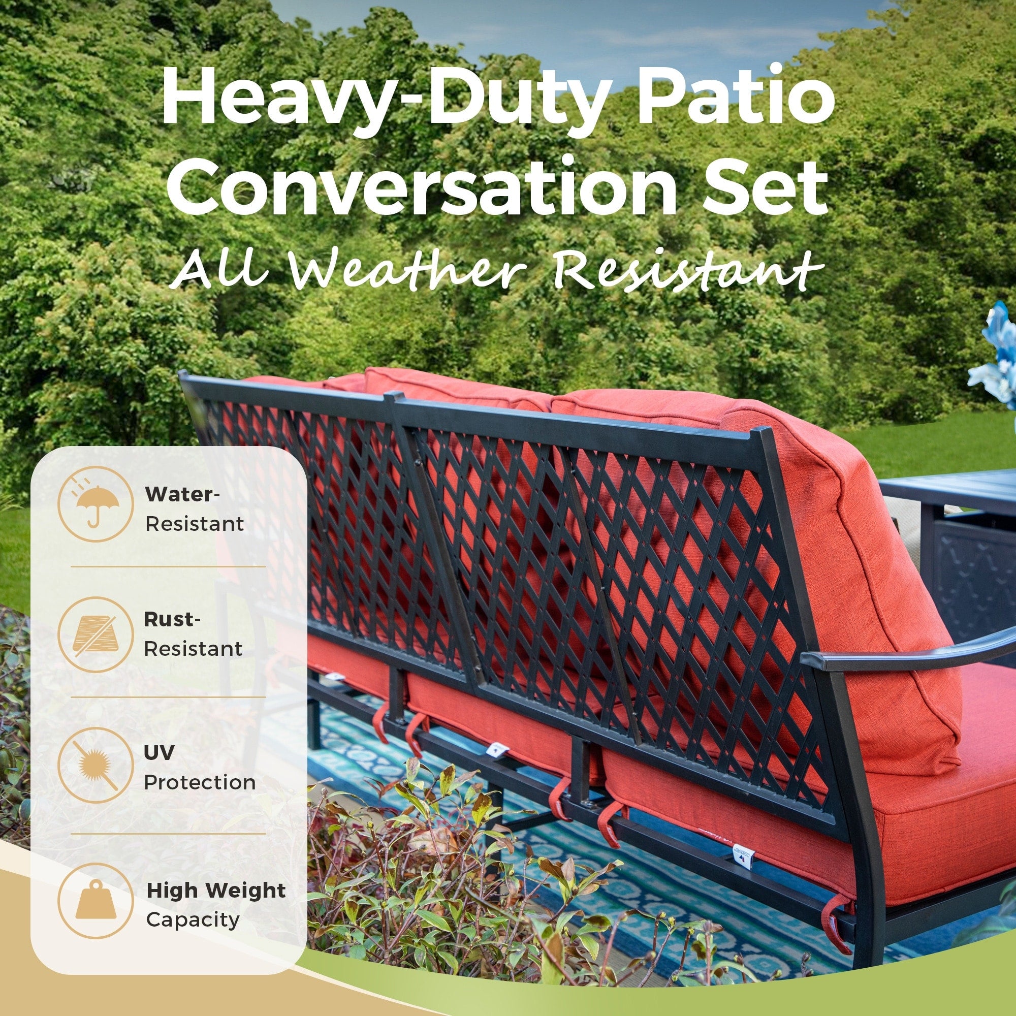 MAISON ARTS Outdoor Sofa Set 4/6-Piece Patio Conversation Set with 45'' Gas Fire Pit Table