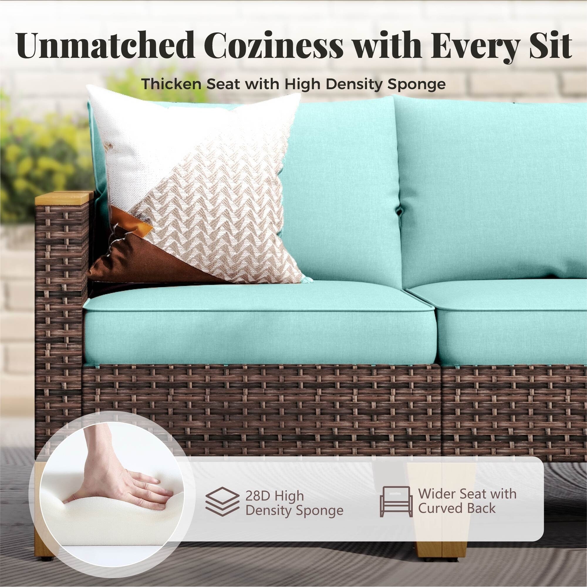 8-Piece Patio Outdoor Wicker Sectional Sofa Set, Large Seating Furniture Conversation Sets with Fire Pit Table