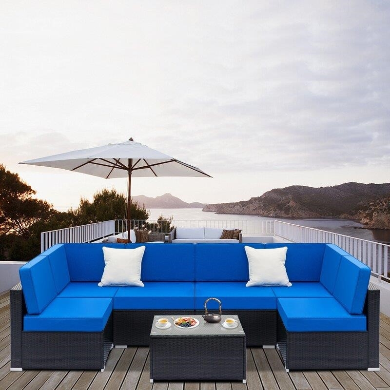 Aleighanna Wicker/Rattan 6 - Person Seating Group with Cushions