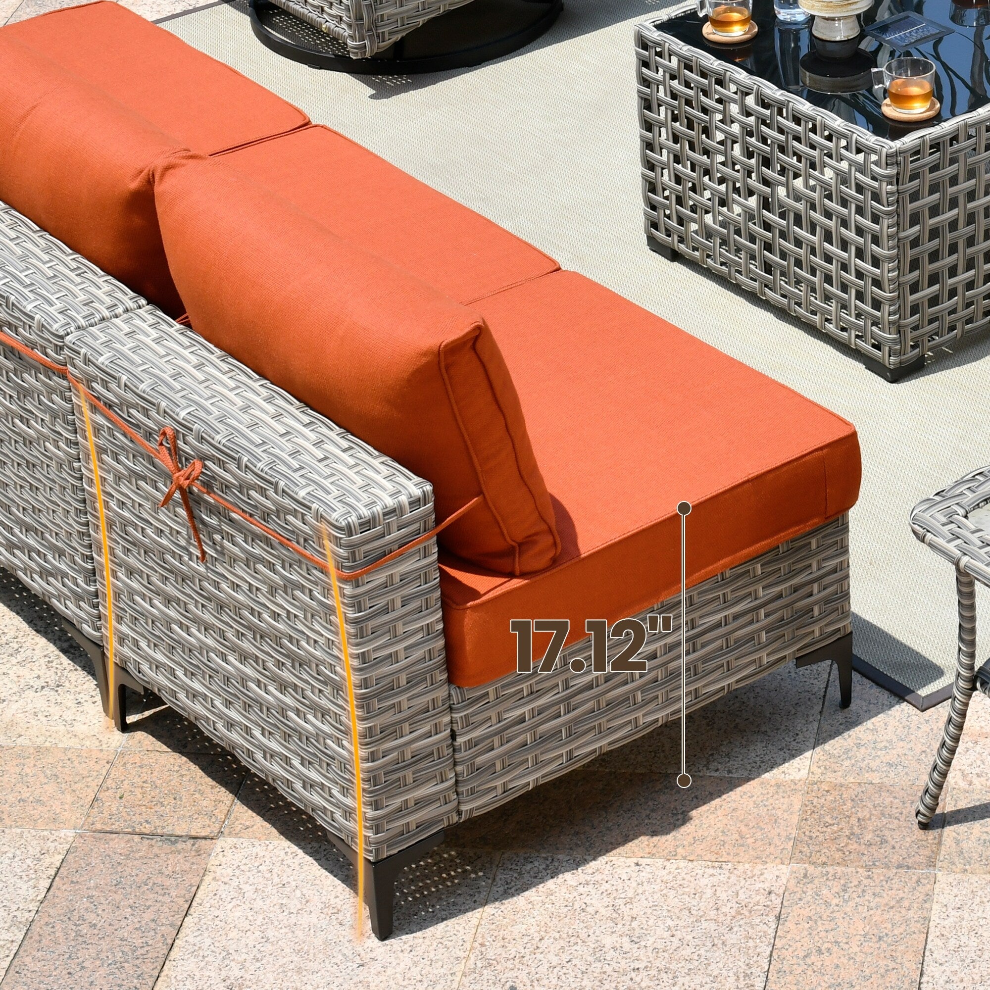 XIZZI 10-piece Patio Furniture Wicker Sectional Set with Swivel Chair
