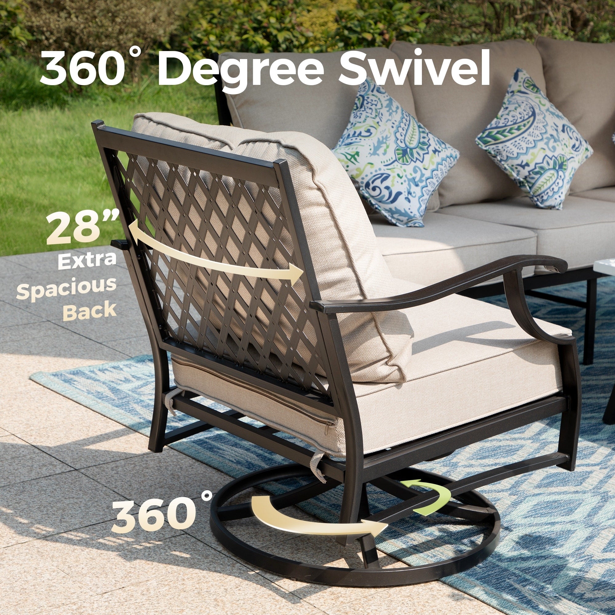MAISON ARTS Outdoor Sofa Set 4/6-Piece Patio Conversation Set with 45'' Gas Fire Pit Table