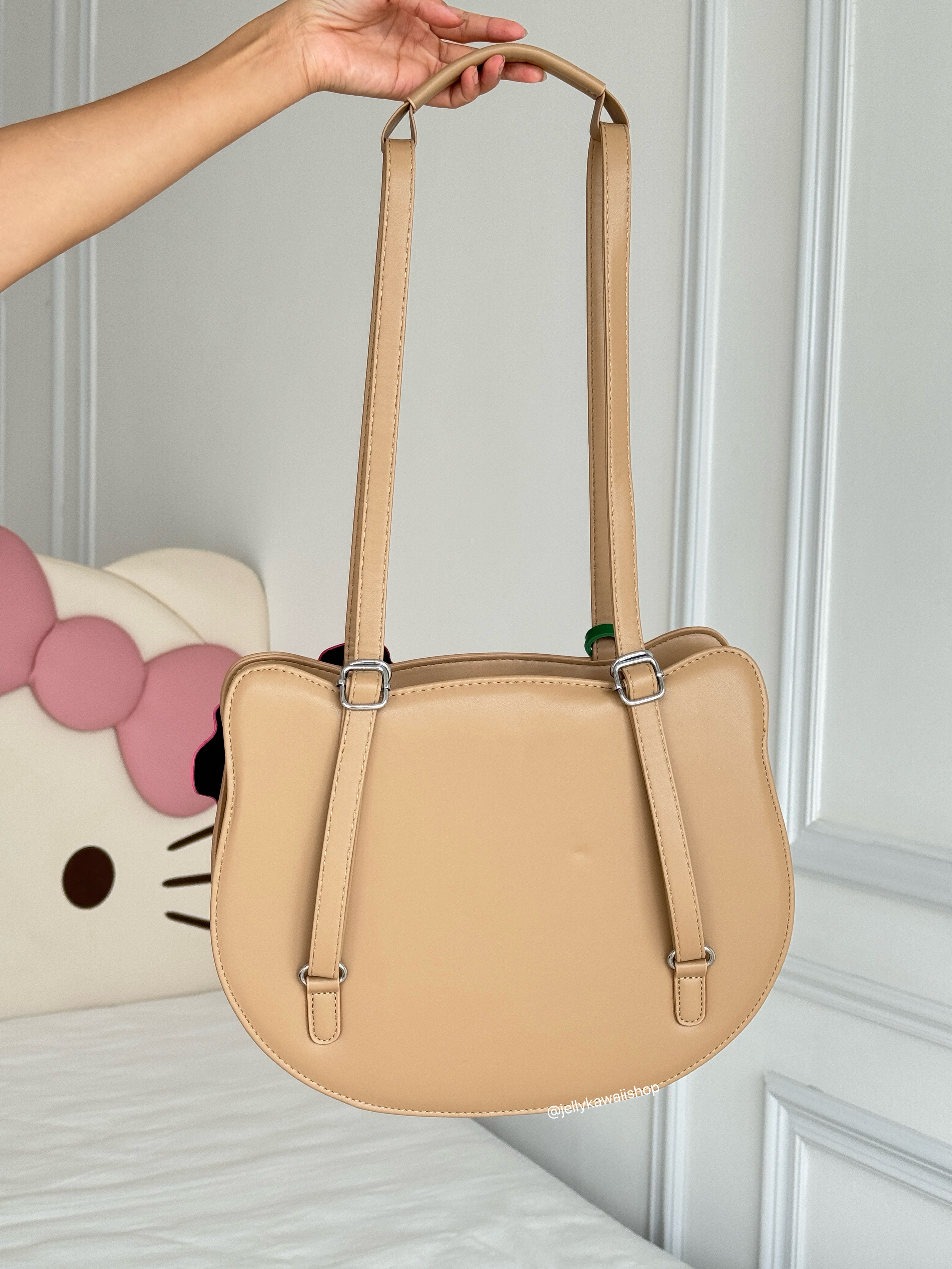 Tan Hawaii Hellokitty PU Tote Bag  Adjustable Strap Backpack