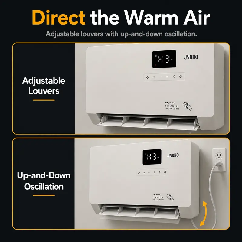 Smart Wall Heater 1500W Fast Heating Electric Space Heater for Indoor Use
