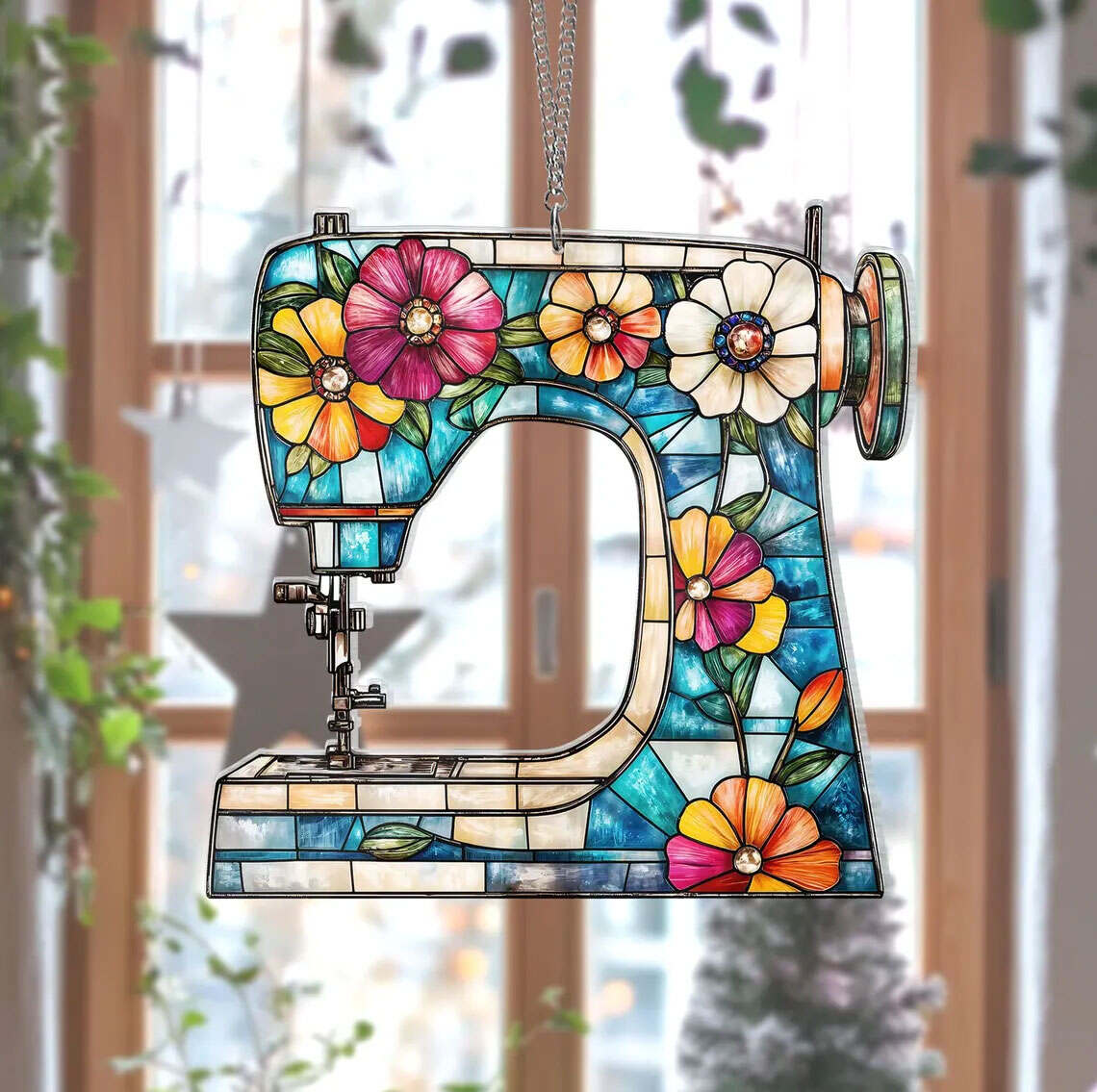 Sewing Machine Suncatcher Ornament