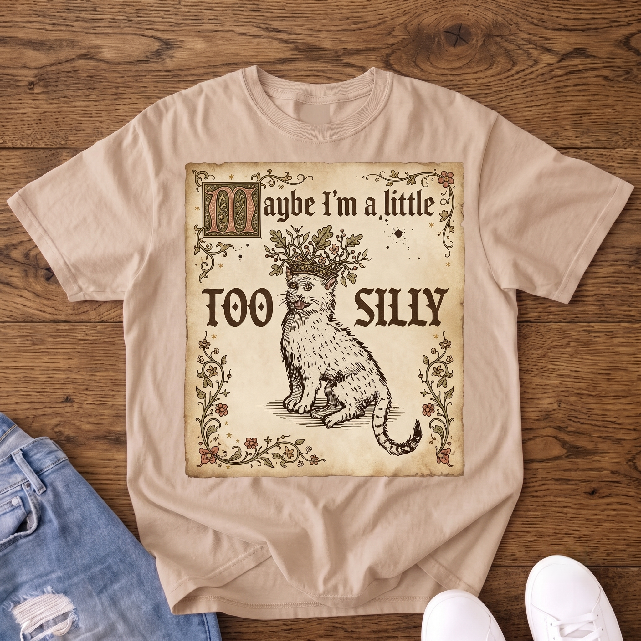 Maybe I'm a Little Too Silly Medieval Cat VintageT-shirt