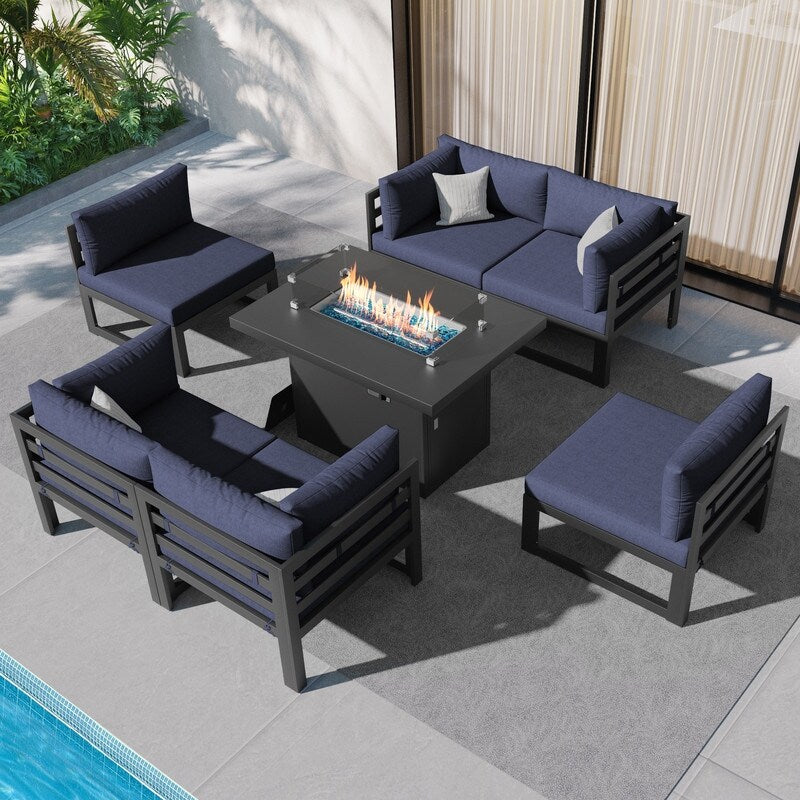 FINCATI Aluminum Outdoor Patio Furniture Conversation Sectional Sofa Set