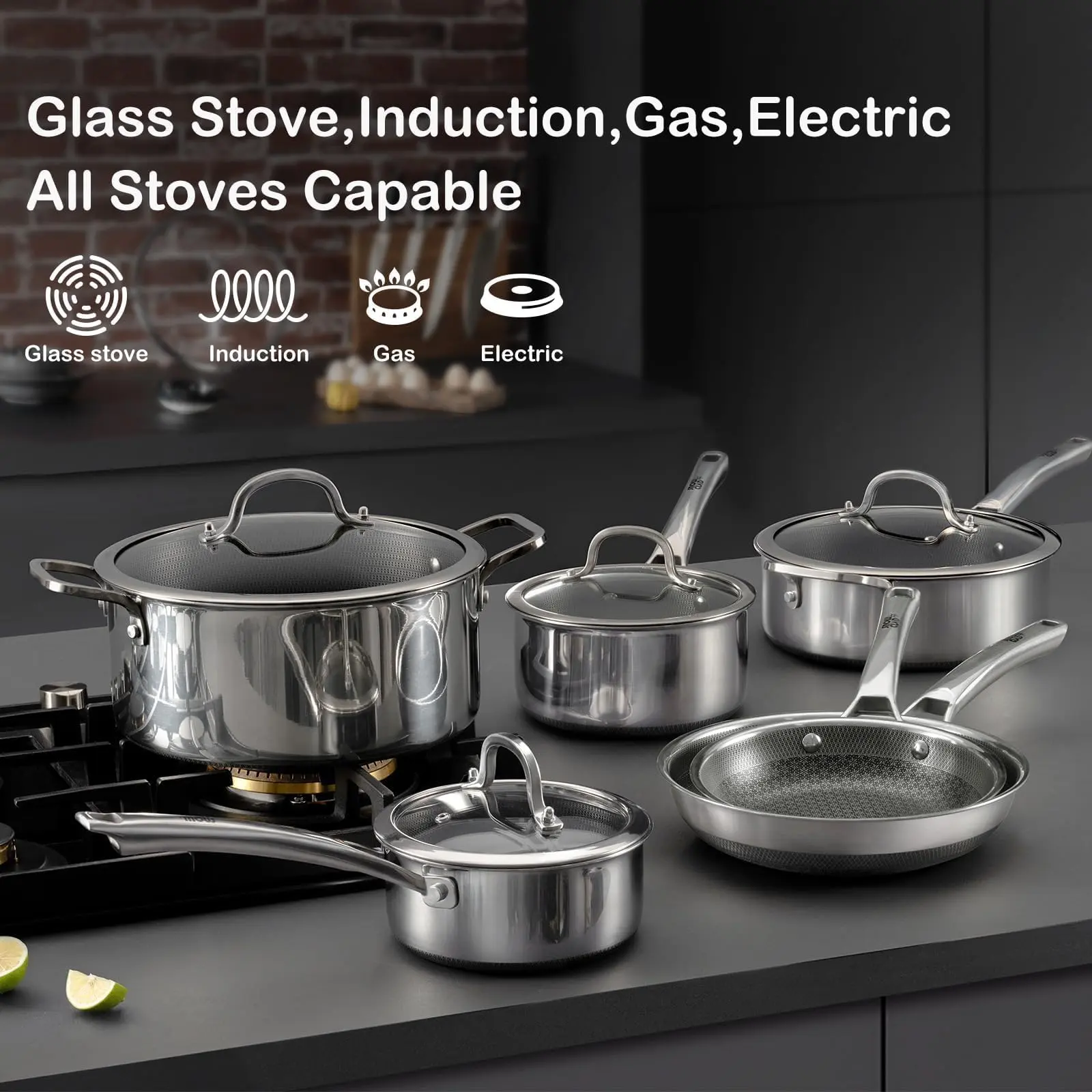 ⚡️Clearance sale⚡️10-Pc & 14-Pc Hybrid Metal Cookware Sets - Nonstick Stainless Steel Kitchenware