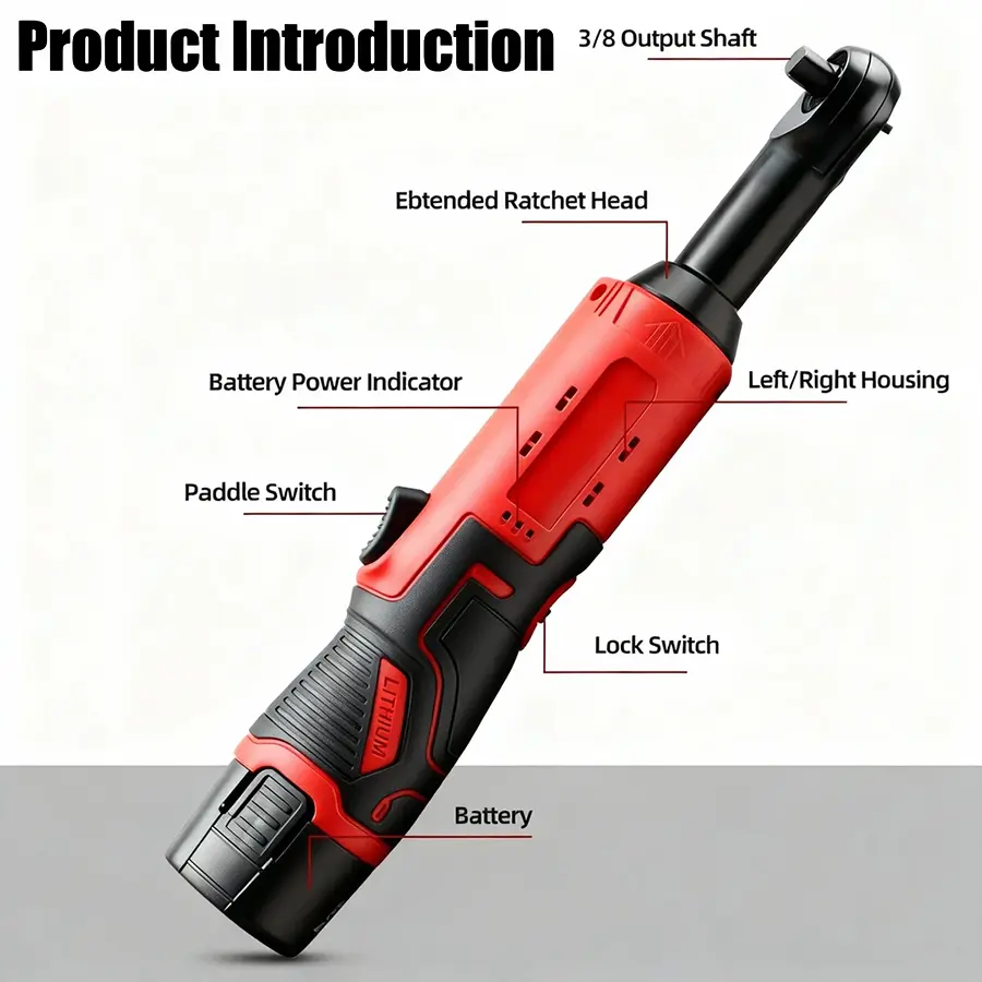 Electric Right Angle Ratchet Wrench 45NM 3/8