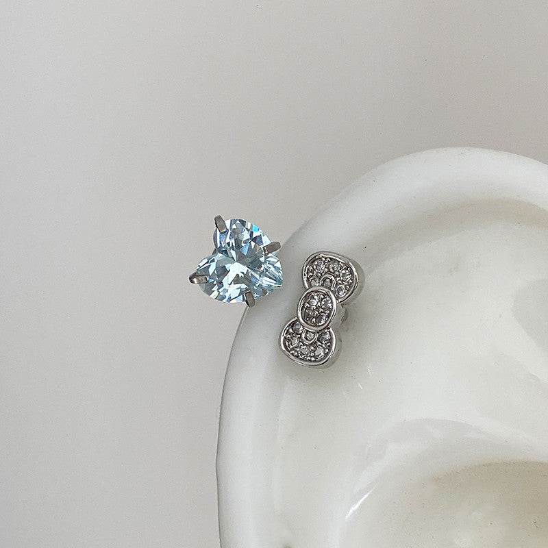 Rhinestone Bow Heart Hello Kitty Helix Earrings