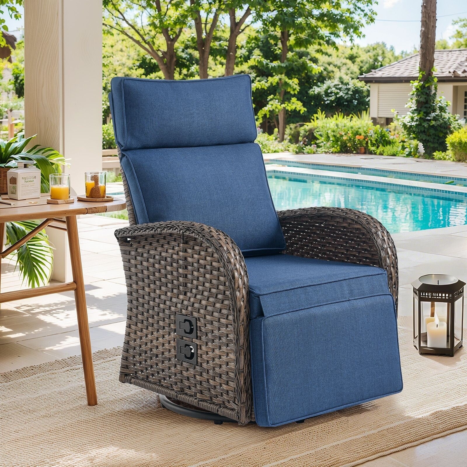 Pocassy Reclining Patio Chair with Adjustable Backrest