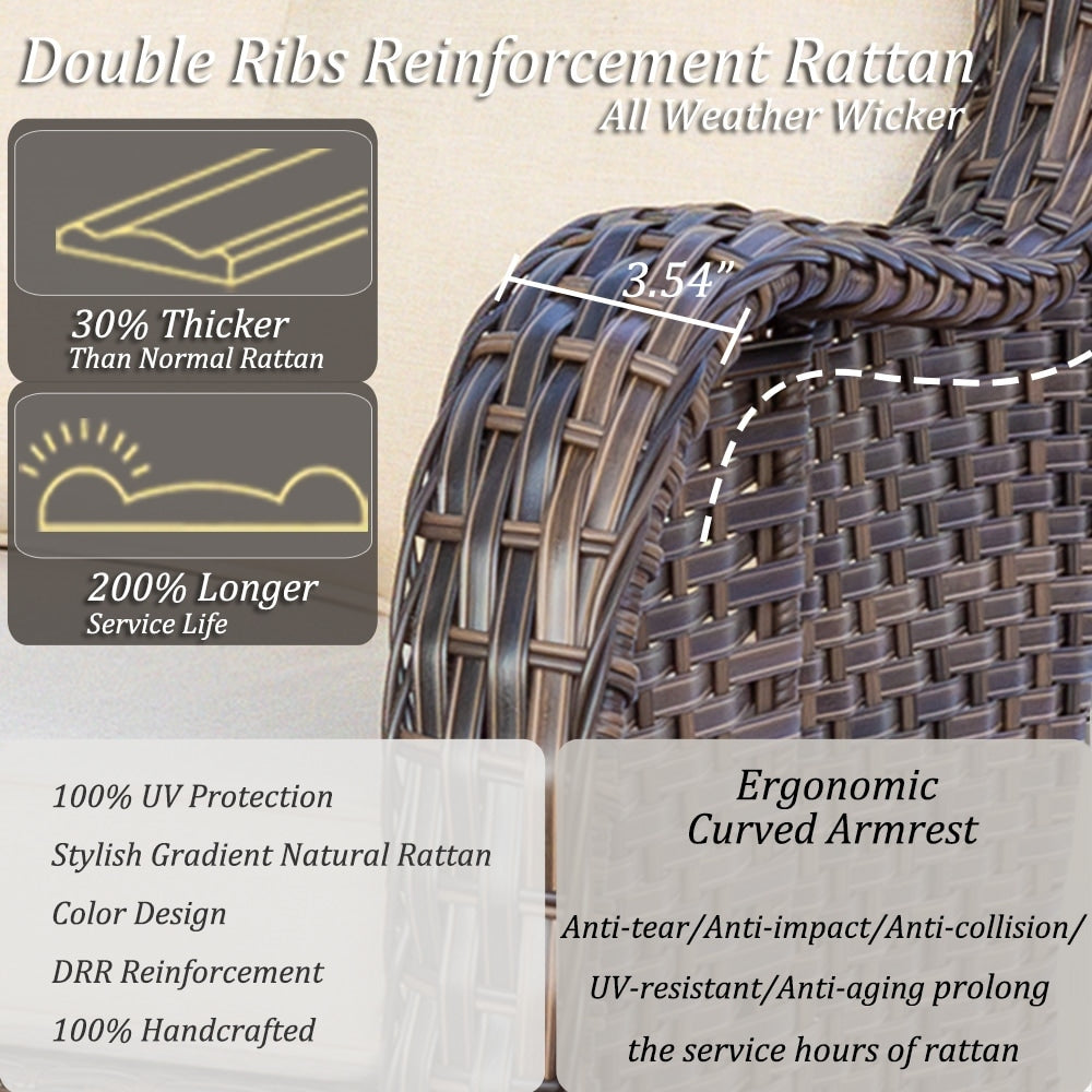 Outdoor Patio Furniture Set-Wicker Patio Conversation Swivel Chair Set
