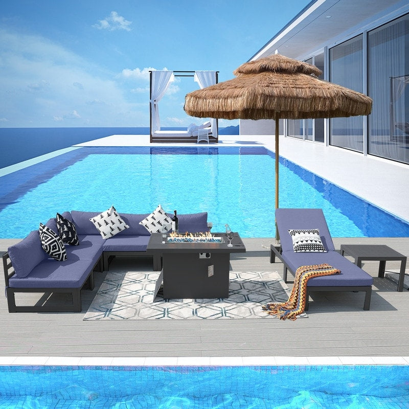FINCATI Aluminum Outdoor Patio Furniture Conversation Sectional Sofa Set