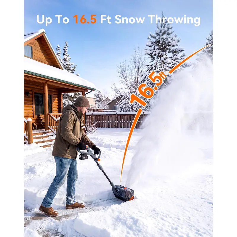 40V/21V Cordless Snow Blower with Dual Battery, 16