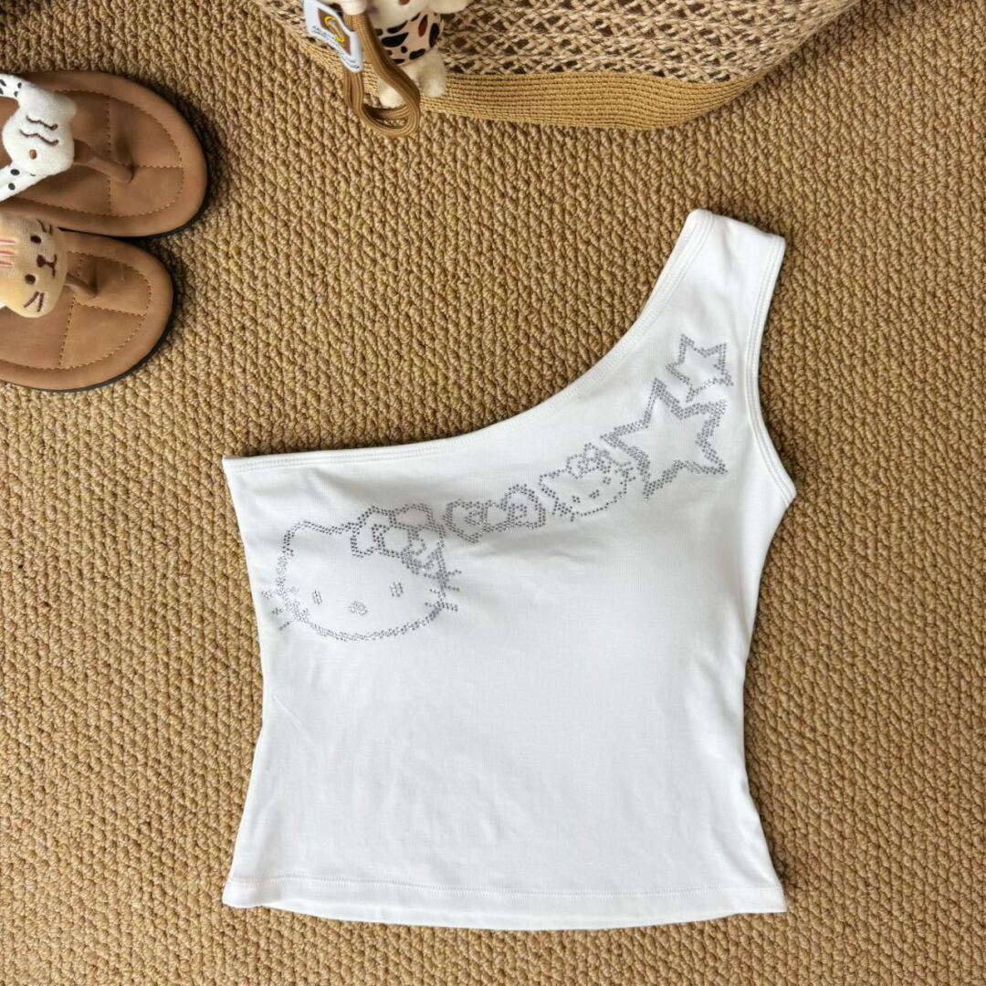 Hellokitty One Shoulder Tank Tops