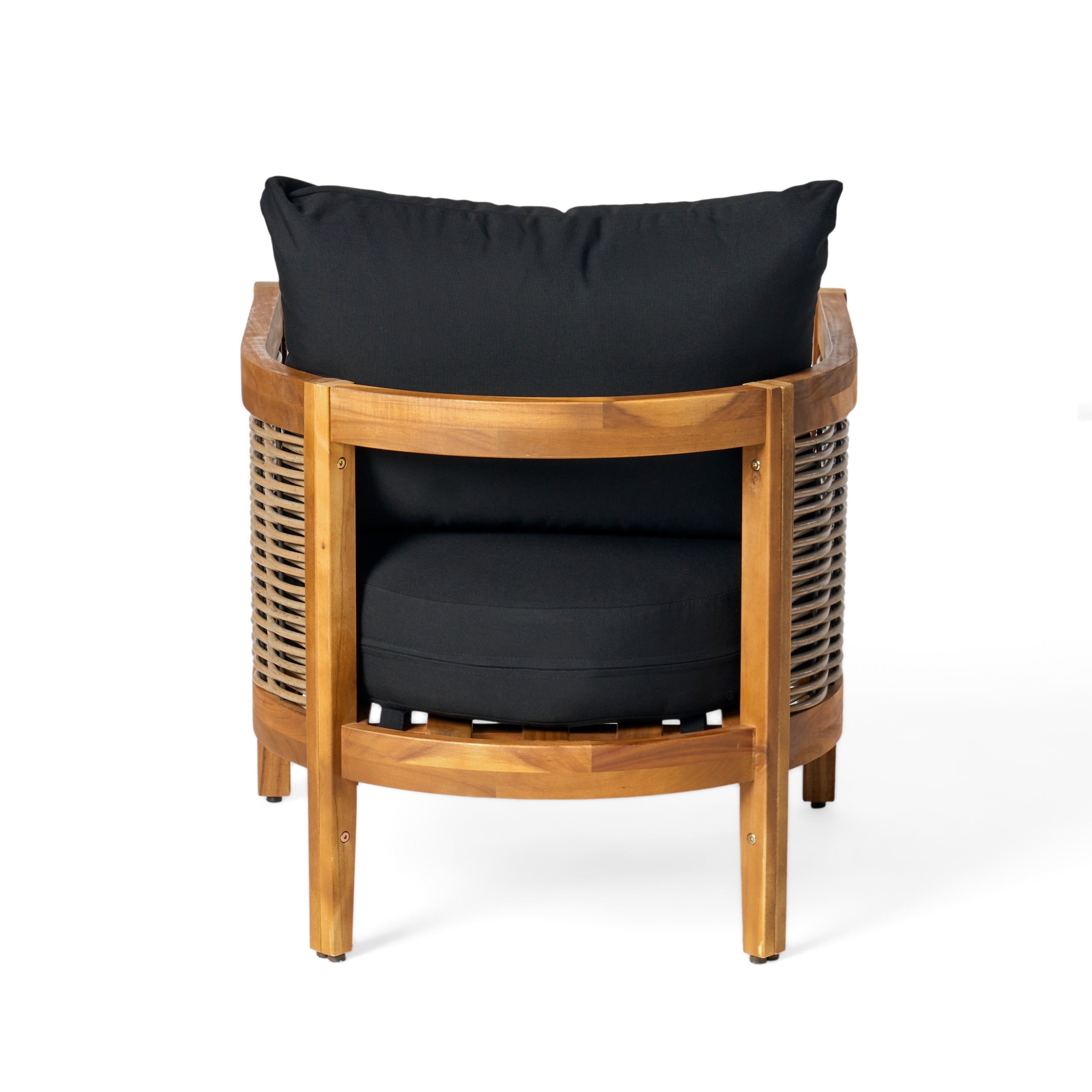 Burchett Outdoor Acacia Wood and Wicker 4 Seater Chat Set with Optional Sunbrella Cushions by Christopher Knight Home